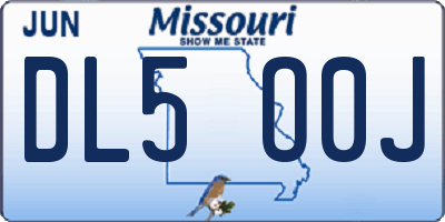 MO license plate DL5O0J