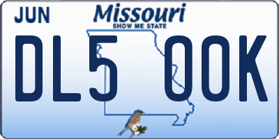 MO license plate DL5O0K