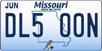 MO license plate DL5O0N