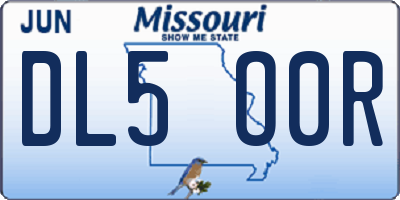 MO license plate DL5O0R