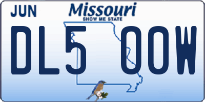 MO license plate DL5O0W