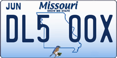 MO license plate DL5O0X
