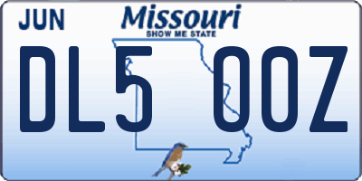 MO license plate DL5O0Z