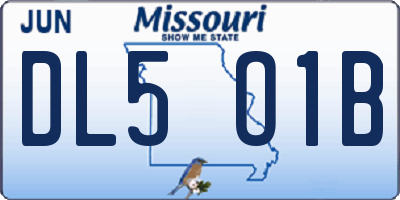 MO license plate DL5O1B
