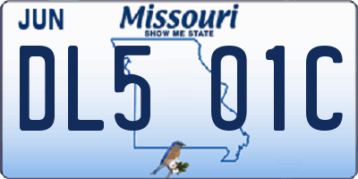 MO license plate DL5O1C