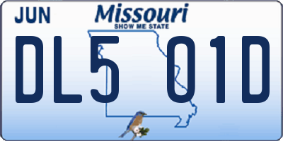 MO license plate DL5O1D