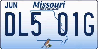 MO license plate DL5O1G