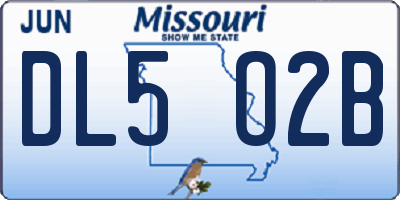 MO license plate DL5O2B