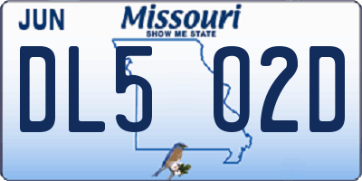 MO license plate DL5O2D