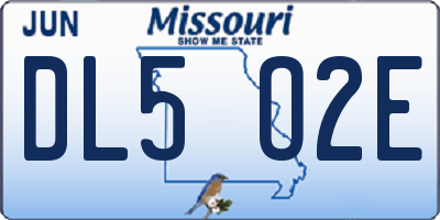 MO license plate DL5O2E