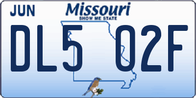 MO license plate DL5O2F
