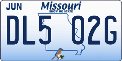 MO license plate DL5O2G