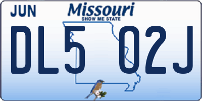 MO license plate DL5O2J