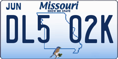 MO license plate DL5O2K