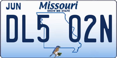 MO license plate DL5O2N