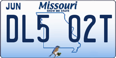 MO license plate DL5O2T