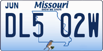 MO license plate DL5O2W