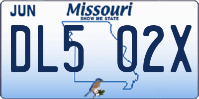 MO license plate DL5O2X
