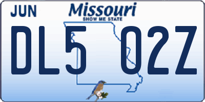 MO license plate DL5O2Z