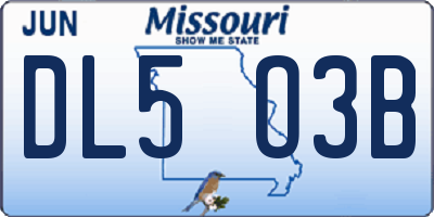 MO license plate DL5O3B