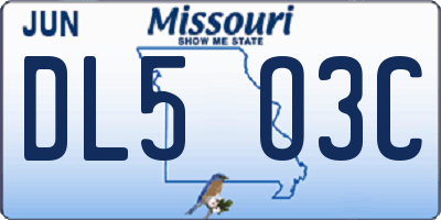 MO license plate DL5O3C