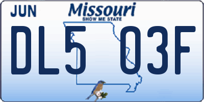 MO license plate DL5O3F