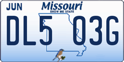 MO license plate DL5O3G