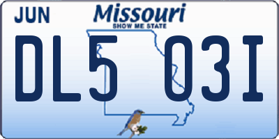 MO license plate DL5O3I
