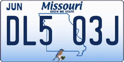 MO license plate DL5O3J