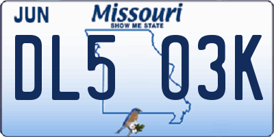 MO license plate DL5O3K