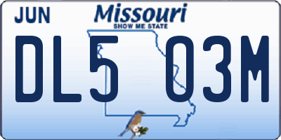 MO license plate DL5O3M