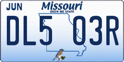 MO license plate DL5O3R