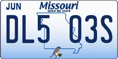 MO license plate DL5O3S