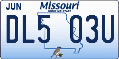 MO license plate DL5O3U