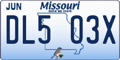 MO license plate DL5O3X