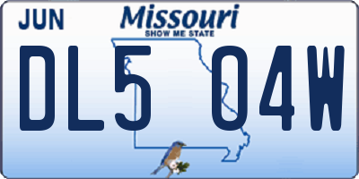 MO license plate DL5O4W