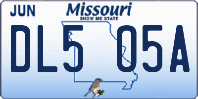 MO license plate DL5O5A