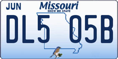MO license plate DL5O5B