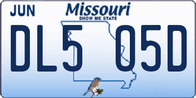 MO license plate DL5O5D