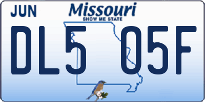 MO license plate DL5O5F