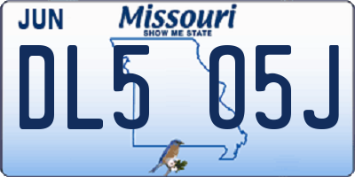 MO license plate DL5O5J