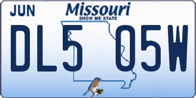 MO license plate DL5O5W