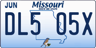 MO license plate DL5O5X
