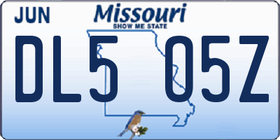 MO license plate DL5O5Z