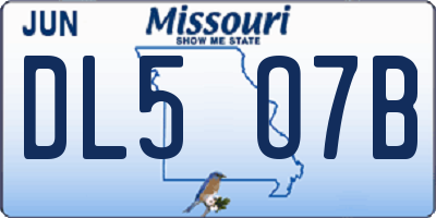 MO license plate DL5O7B