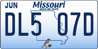 MO license plate DL5O7D