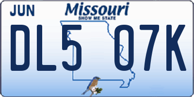 MO license plate DL5O7K