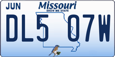 MO license plate DL5O7W