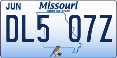 MO license plate DL5O7Z