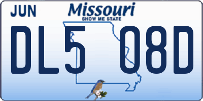 MO license plate DL5O8D